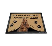 Ganshan Bi Divertido Cocker Dog Bienvenido felpudo Todos los huéspedes deben ser aprobados felpudo personalizado felpudo decoración del hogar regalo para amantes de los perros 27.5 "x 17.7 pulgadas,
