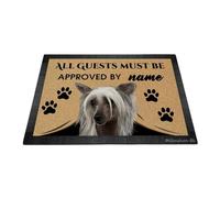Ganshan Bi Divertido felpudo de bienvenida con diseño de perro con cresta china, todos los invitados deben ser aprobados, tapete personalizado para decoración del hogar, regalo para amantes de los