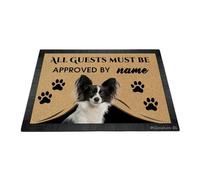 Ganshan Bi Divertido papillon perro bienvenido felpudo todos los huéspedes deben ser aprobados alfombra de piso felpudo personalizado decoración del hogar regalo para amantes de los perros 27.5 "x