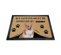 Ganshan Bi Felpudo de bienvenida divertido Corgi Dog Todos los huéspedes deben ser aprobados alfombra de piso personalizado felpudo decoración del hogar regalo para amantes de los perros 27.5 "x 17.7