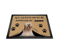 Ganshan Bi Felpudo de bienvenida divertido Lhasa Apso perro todos los huéspedes deben ser aprobados alfombra de piso personalizado felpudo decoración del hogar regalo para amantes de los perros 27.5