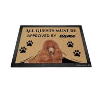 Ganshan Bi Felpudo de bienvenida perro caniche divertido todos los huéspedes deben ser aprobados alfombra de piso felpudo personalizado decoración del hogar regalo para amantes de los perros 27.5 "x