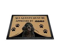 Ganshan Bi Felpudo de bienvenida perro caniche divertido todos los huéspedes deben ser aprobados alfombra de piso felpudo personalizado decoración del hogar regalo para amantes de los perros 27.5 "x
