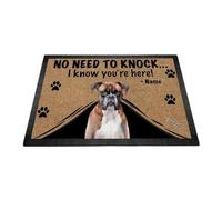 Ganshan Bi Felpudo personalizado con boxeador de perro acuarela alfombra de bienvenida sin necesidad de golpear Sé que estás aquí regalo para amantes de los perros 35.4" x 23.6"