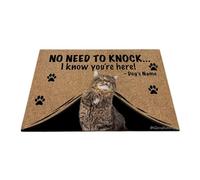 Ganshan Bi Felpudo personalizado con divertido Maine Coon Cat Bienvenido alfombra No hay necesidad de golpear Sé que estás aquí regalo para amantes de los gatos 35.4" x 23.6", estilo 1