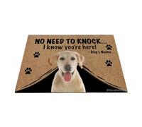 Ganshan Bi Felpudo personalizado con divertido perro labrador alfombra de bienvenida no hay necesidad de llamar Sé que estás aquí regalo para amantes de los perros 35.4" x 23.6", estilo 4