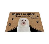 Ganshan Bi Felpudo personalizado con divertido perro maltés alfombra de bienvenida no hay necesidad de llamar Sé que estás aquí regalo para amantes de los perros 23.6" X 15.7", estilo 4