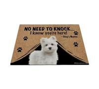 Ganshan Bi Felpudo personalizado con divertido perro maltés alfombra de bienvenida no hay necesidad de llamar Sé que estás aquí regalo para amantes de los perros 23.6" X 15.7", estilo 1