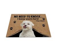 Ganshan Bi Felpudo personalizado con divertido perro maltés bienvenida alfombra no hay necesidad de llamar Sé que estás aquí regalo para amantes de los perros 35.4" x 23.6", estilo 3