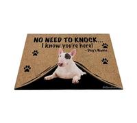 Ganshan Bi Felpudo personalizado con divertido perro tauro terrier bienvenida alfombra no hay necesidad de golpear Sé que estás aquí regalo para amantes de los perros 35.4" x 23.6", estilo 4