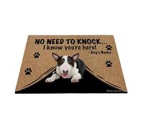 Ganshan Bi Felpudo personalizado con divertido perro tauro terrier bienvenida alfombra no hay necesidad de golpear Sé que estás aquí regalo para amantes de los perros 35.4" x 23.6", estilo 5