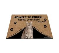 Ganshan Bi Felpudo personalizado con elegante felino bienvenido alfombra no hay necesidad de llamar Sé que estás aquí regalo para el amante de los gatos 35.4" x 23.6", estilo 1
