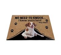 Ganshan Bi Felpudo personalizado con perro divertido Brittany Spaniel Alfombra de bienvenida No hay necesidad de llamar Sé que estás aquí regalo para amantes de los perros 27.5" x 17.7", estilo 2