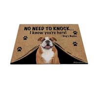 Ganshan Bi Felpudo personalizado con perro divertido Bulldog inglés alfombra de bienvenida no hay necesidad de golpear Sé que estás aquí regalo para amantes de los perros 35.4" x 23.6", estilo 1