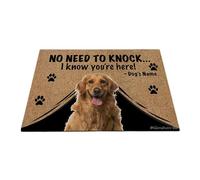 Ganshan Bi Felpudo personalizado con perro divertido Golden Retriever Alfombra de bienvenida No hay necesidad de golpear Sé que estás aquí regalo para amantes de los perros 27.5" x 17.7", estilo 2