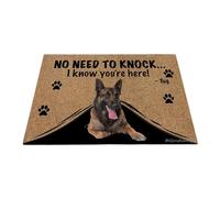 Ganshan Bi Felpudo personalizado con perro divertido Pastor belga Malinois Bienvenido alfombra del piso No hay necesidad de golpear Sé que estás aquí regalo para amantes de los perros 35.4" x 23.6",