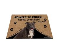 Ganshan Bi Felpudo personalizado con perro divertido Pitbull alfombra de bienvenida no hay necesidad de golpear Sé que estás aquí regalo para amantes de los perros 35.4" x 23.6", estilo 9