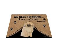 Ganshan Bi Felpudo personalizado con perro divertido Pomerania alfombra de bienvenida no hay necesidad de llamar Sé que estás aquí regalo para amantes de los perros 23.6" X 15.7", estilo 3