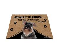 Ganshan Bi Felpudo personalizado con perro divertido Schnauzer alfombra de bienvenida No hay necesidad de llamar Sé que estás aquí regalo para amantes de los perros 23.6" X 15.7", estilo 4