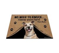 Ganshan Bi Felpudo personalizado con perro divertido Staffie alfombra de bienvenida No hay necesidad de llamar Sé que estás aquí regalo para amantes de los perros 23.6" X 15.7", estilo 1