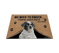 Ganshan Bi Felpudo personalizado divertido perro Shih Tzu tapete de bienvenida sin necesidad de vencer Sé que estás aquí Regalo para los amantes de los perros 27,5" x 17,7", estilo 4