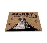 Ganshan Bi felpudo personalizado perro divertido pastor australiano ganado australiano tapete de bienvenida sin necesidad de golpear Sé que estás aquí regalo para los amantes de los perros 70 cm x 45