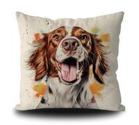 Ganshan Bi Funda de almohada decorativa con diseño de perro Brittany Spaniel de Bretaña para cama, sofá, regalo para amantes de los perros, 18 x 18 pulgadas, lino de doble cara, estilo 4