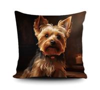 Ganshan Bi Lindo yorkshire terrier perro cojín decorativo perro cachorro animal decoración de arte almohada para sofá cama sofá amante de los perros regalo 40 x 40 cm lona estilo de doble cara 1
