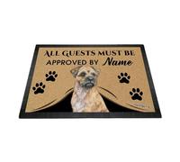 Ganshan Bi Personalizado acuarela frontera terrier bienvenida felpudo todos los huéspedes deben ser aprobados por el perro alfombra regalo para amantes de los perros 35.4" x 23.6"