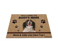 Ganshan Bi Personalizado Inglés Springer Spaniel Perro Bienvenido Alfombra Divertida Mascota Piernas Felpudo Bienvenido a Dog's House Regalo para amantes de los perros 27.5"x17.7"