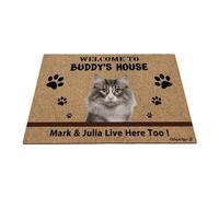 Ganshan Bi Personalizado Noruega Bosque Gato Bienvenido Alfombra Divertida Mascota Patas Felpudo Bienvenido a Perro Casa Regalo para amantes de los perros 35.4"x23.6"