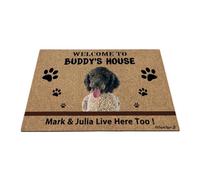 Ganshan Bi Personalizado portugués agua perro bienvenida alfombra divertida mascotas patas felpudo Bienvenido a la casa del perro regalo para amantes del perro 35.4"x23.6"