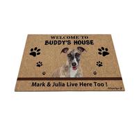 Ganshan Bi Personalizado Whippet Dog Bienvenido Alfombra Divertida Mascota Piernas Felpudo Bienvenido a Dog's House Regalo para amantes de los perros 27.5"x17.7"