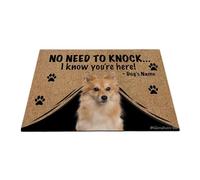 Ganshan Bi Tapete personalizado para puerta con divertido perro Pomeranian Welcome Floor Mat No Need to Knock I Know You're Here, regalo para los amantes de los perros, 27.5 x 17.7 pulgadas, estilo 1