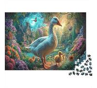 Ganso con Patitos en Fairy Garden Rompecabezas 1000 Piezas Adultos - Vida Silvestre Puzzle, Regalo, Juego Familiar, Decoración del Hogar 70x50cm/1000pcs