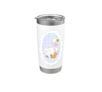 Ganso de campo con lazo rosa, gansos bebé Vaso térmico de acero inoxidable de doble pared