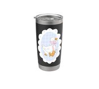 Ganso de campo con lazo rosa, gansos bebé Vaso térmico de acero inoxidable de doble pared