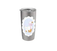 Ganso de campo con lazo rosa, gansos bebé Vaso térmico de acero inoxidable de doble pared