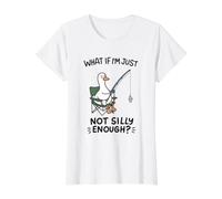 Ganso de Pesca no es lo Suficientemente Tonto Divertido Camiseta gráfica económica, Mujer, Blanco, L