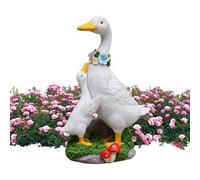 Ganso - Decoración al aire libre de resina con energía solar, escultura de pie de ganso artificial, figura animal de resina realista para propietarios, jardineros, coleccionistas, césped, patio, E