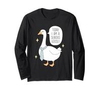 Ganso Divertido en Corbata Hoy Soy un Ganso Serio Lindo Dibujos Animados Manga Larga