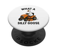 Ganso Divertido en una Granja de jardinería cortadora de césped PopSockets PopGrip Adhesivo