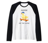 Ganso En De Loose Divertido Skateboarding Pato Pájaro Meme Camiseta Manga Raglan