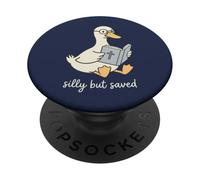 Ganso Tonto Pero Salvado Leyendo Santa Biblia Lindo Cristiano PopSockets PopGrip Adhesivo