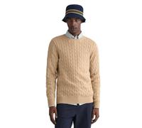 GANT Cable de algodón con Cuello en C Suéter, Caqui Oscuro, S para Hombre