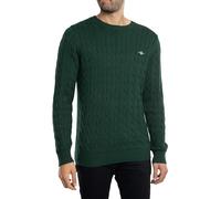 GANT Cable de algodón con Cuello en C Suéter, Tartán Green, XL para Hombre