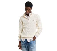 GANT Cable de algodón con Media Cremallera Suéter pulóver, Crema, L para Hombre
