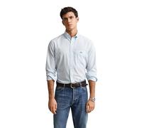 GANT Camisa clásica regular de popelina a rayas para hombre, Azul cielo, L