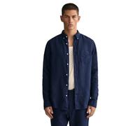 GANT Camisa de lino teñida para hombre, ajuste regular, 3230102-410, Azul (Marine), X-Large