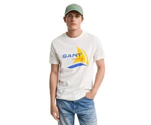 GANT Camiseta para Hombre Graphic SS, Crema, L